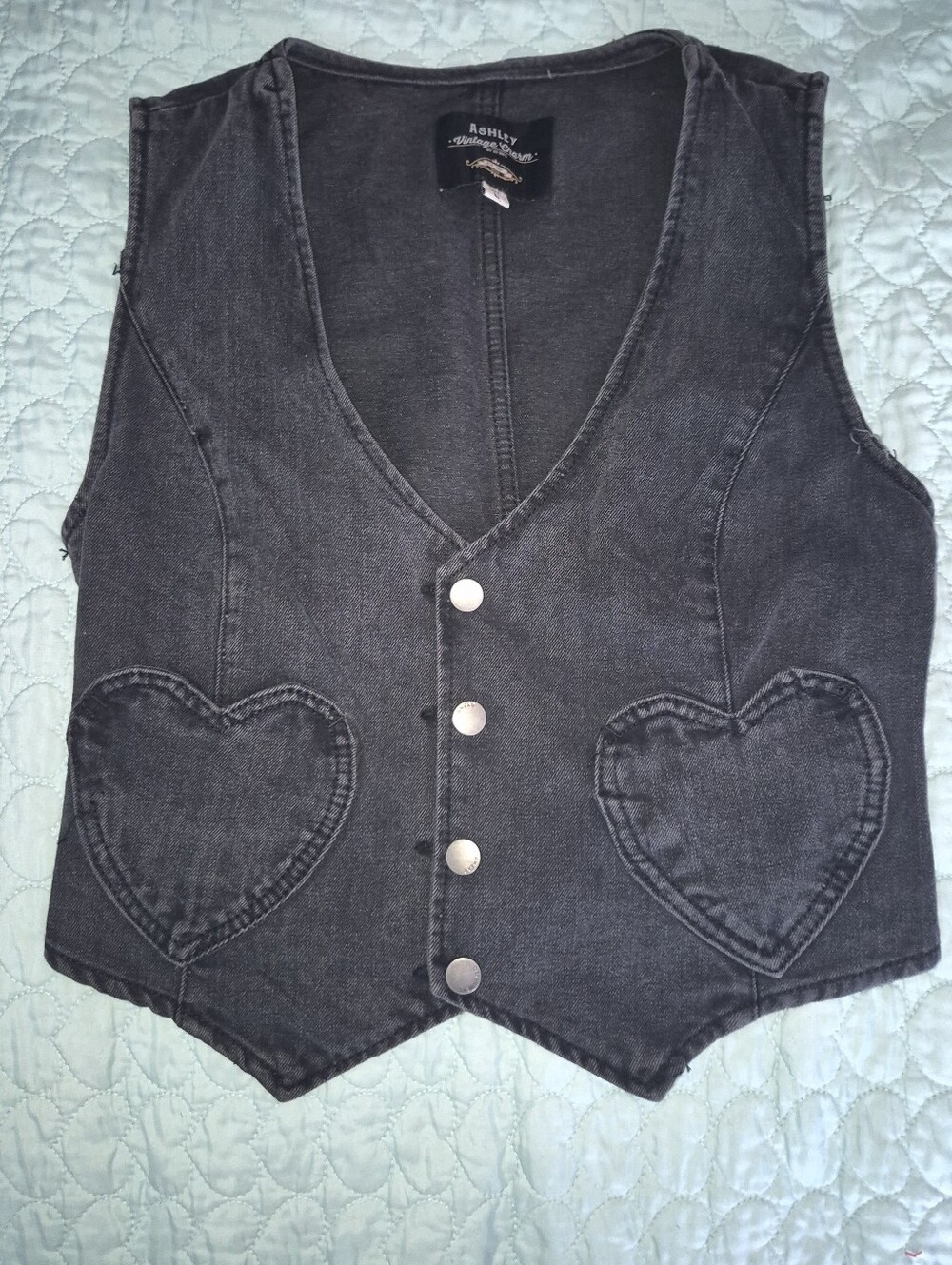 Denim Vest Heart Pocket